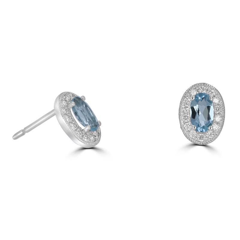OVAL AQUAMARINE HALO EARRINGS