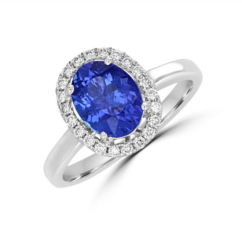 7X9 OVAL TANZANITE HALO RING