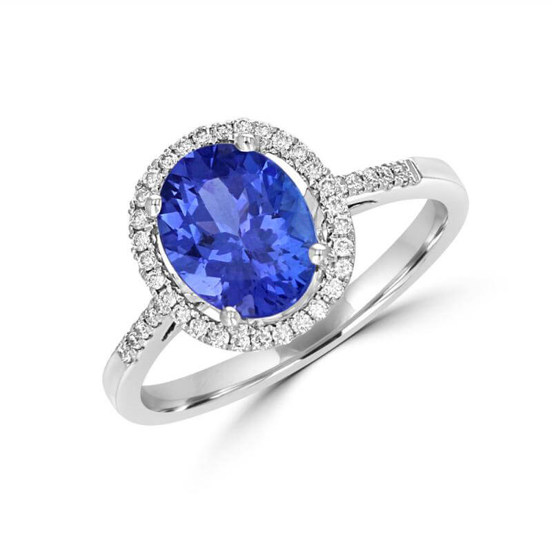 7X9 OVAL TANZANITE HALO RING