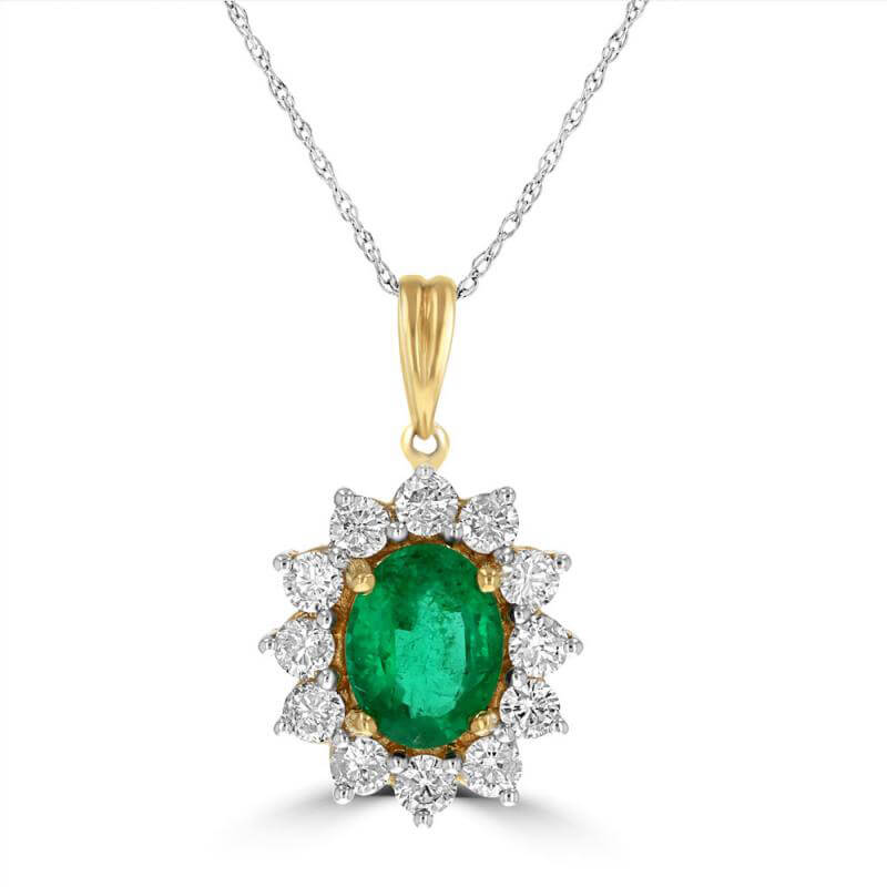 7X9 OVAL EMERALD HALO PENDANT (CHAIN NOT INCLUDED)