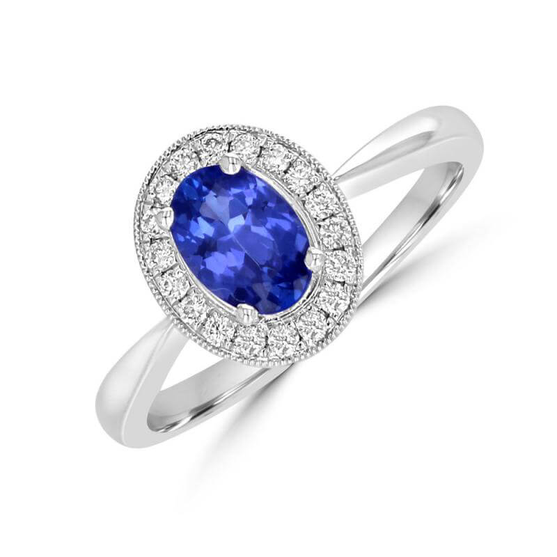 5X7 OVAL TANZANITE HALO RING