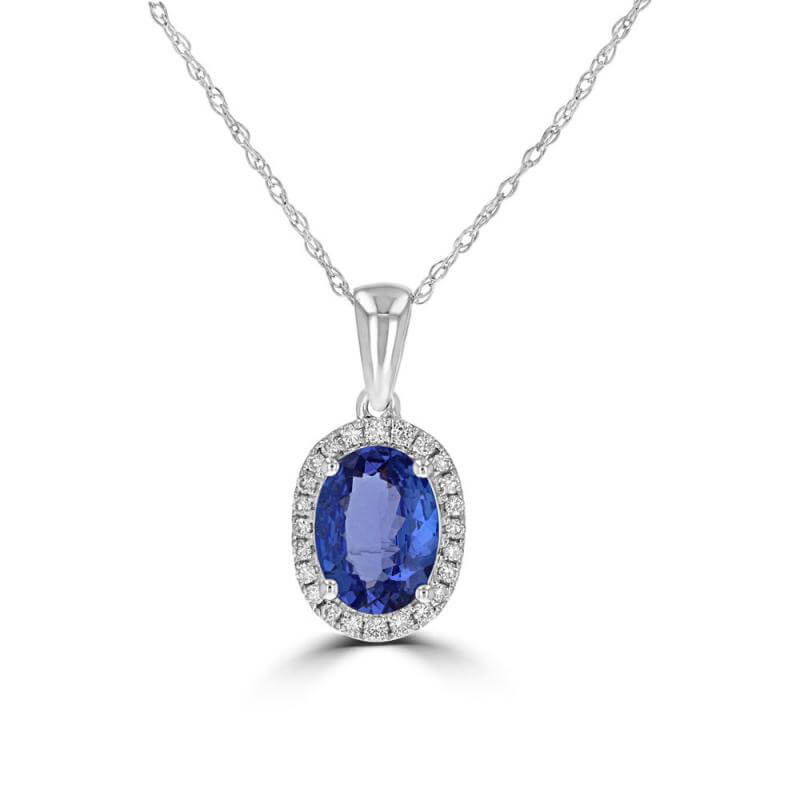 6X8 OVAL TANZANITE HALO PENDANT (CHAIN NOT INCLUDED)