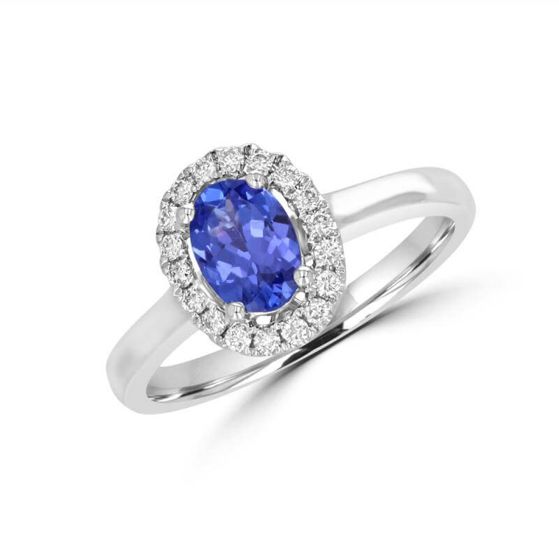 5X7 OVAL TANZANITE HALO RING