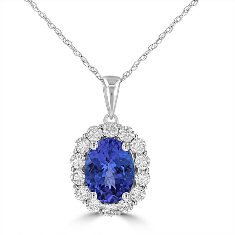 7X9 OVAL TANZANITE HALO PENDANT (CHAIN NOT INCLUDED)
