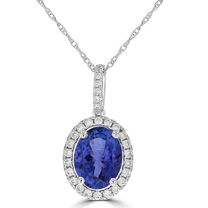 7X9 OVAL TANZANITE HALO PENDANT (CHAIN NOT INCLUDED)