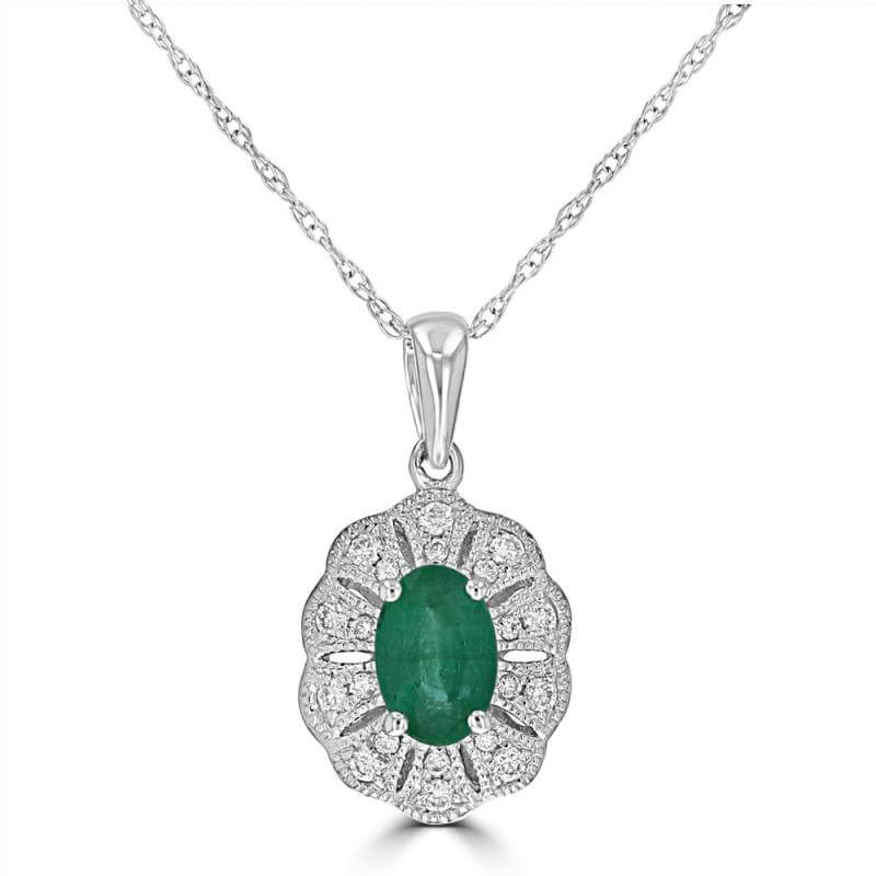 4X6 OVAL EMERALD HALO PENDANT (CHAIN NOT INCLUDED)