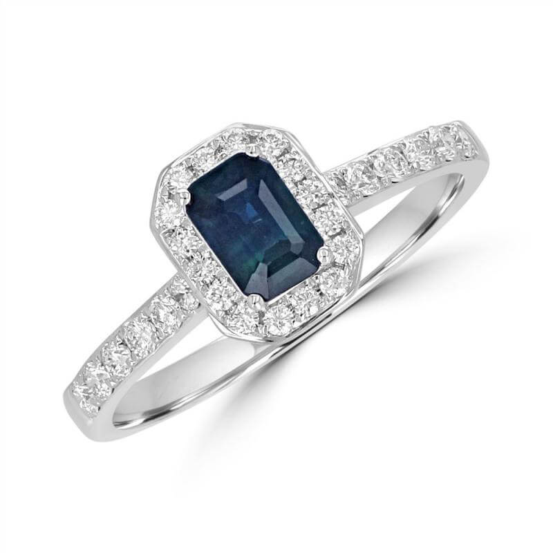 4X6 EMERALD CUT SAPPHIRE HALO RING