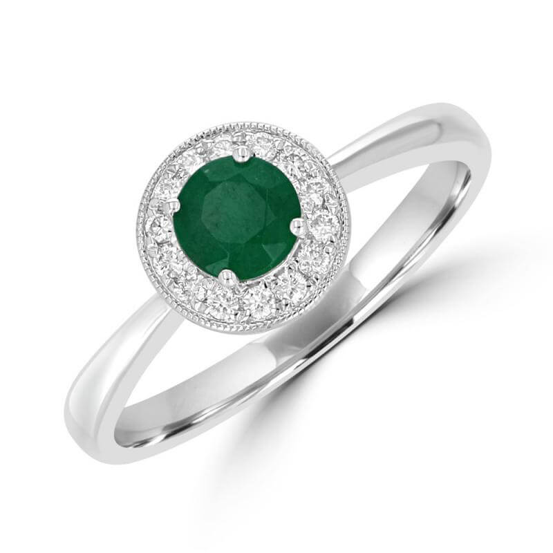 5MM ROUND EMERALD HALO RING
