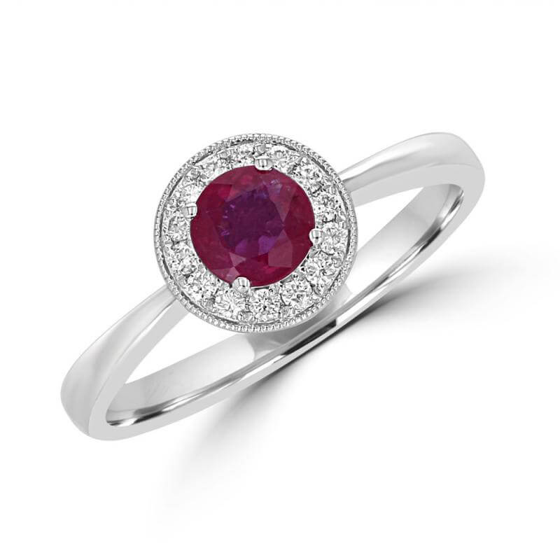 5MM ROUND RUBY HALO RING