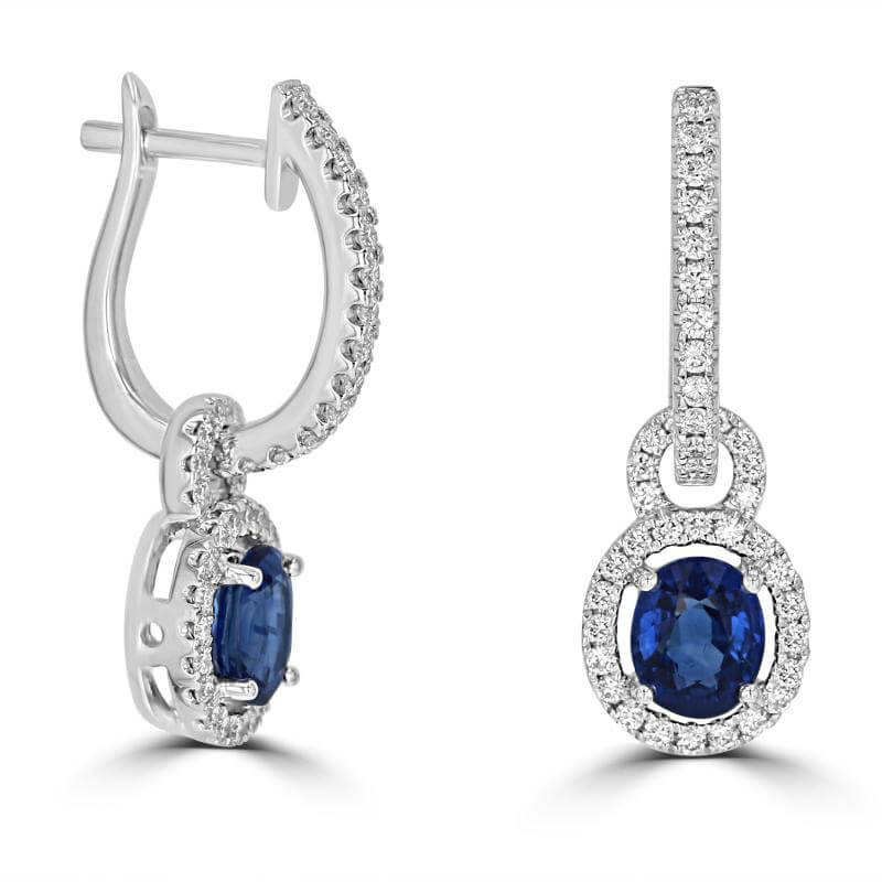 OVAL SAPPHIRE HALO DROP EARRINGS