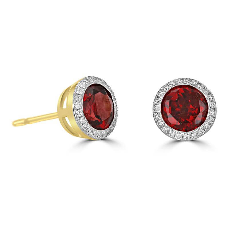 6MM ROUND GARNET HALO EARRINGS