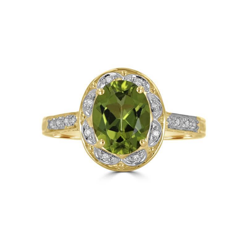 7X9 OVAL PERIDOT HALO RING