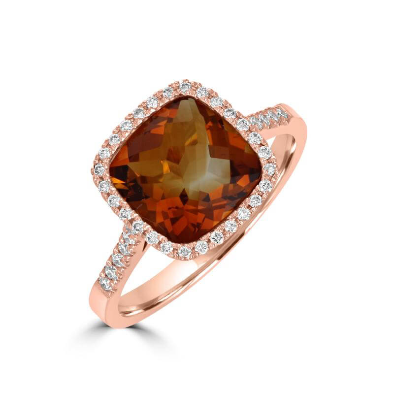 CUSHION CHECKERED CITRINE HALO RING