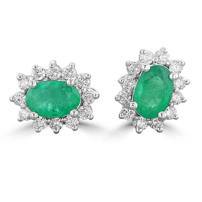 4X6 OVAL EMERALD HALO EARRINGS