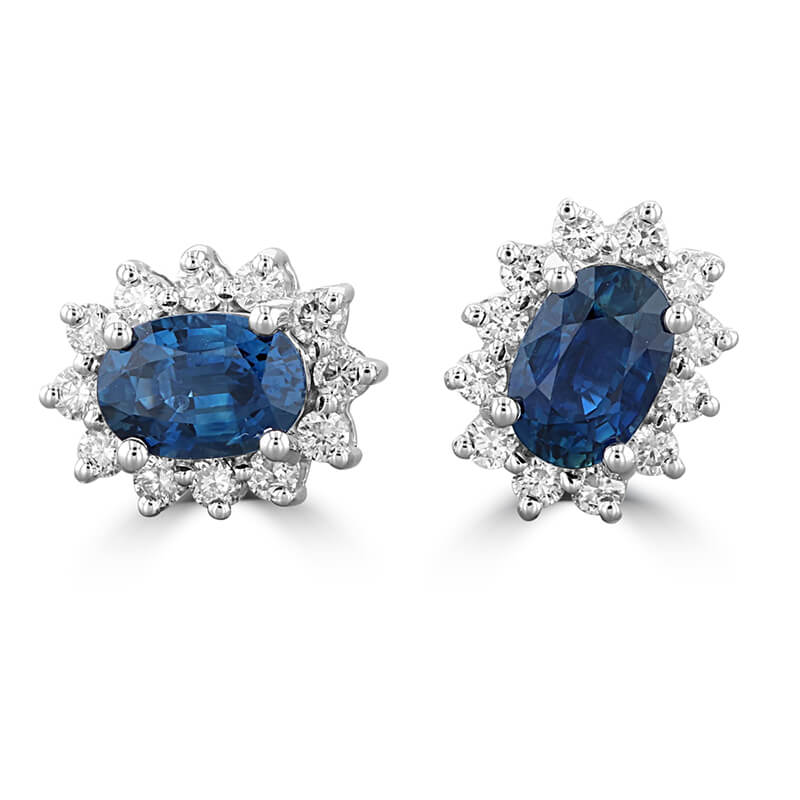 4X6 OVAL SAPPHIRE HALO EARRINGS