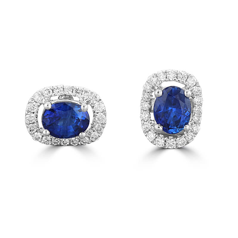 3.5X4.5 OVAL SAPPHIRE HALO EARRINGS