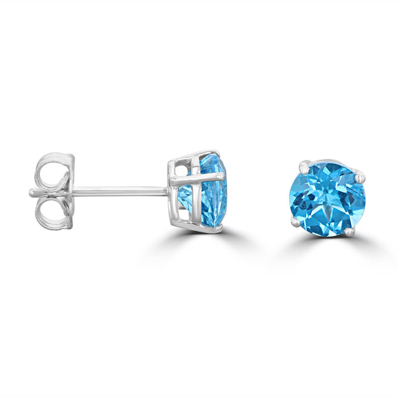 6MM ROUND BLUE TOPAZ STUD EARRINGS