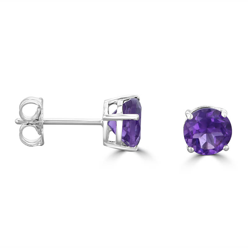 6MM ROUND AMETHYST STUD EARRINGS