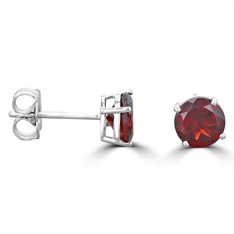 6MM ROUND GARNET STUD EARRINGS