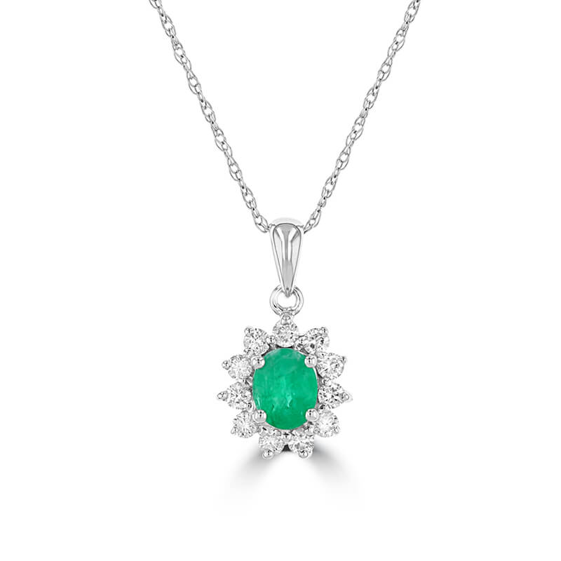 4X5 OVAL EMERALD HALO PENDANT (CHAIN NOT INCLUDED)