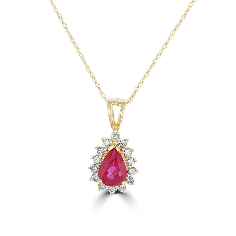 5X7 PEAR RUBY HALO PENDANT (CHAIN NOT INCLUDED)