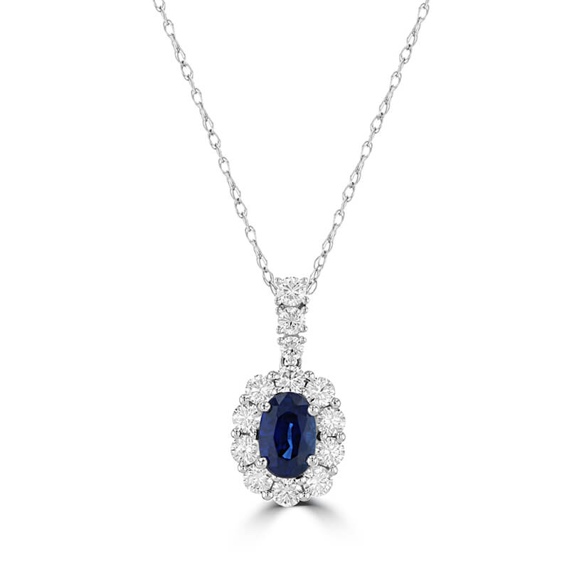 4X6 OVAL SAPPHIRE HALO PENDANT (CHAIN NOT INCLUDED)