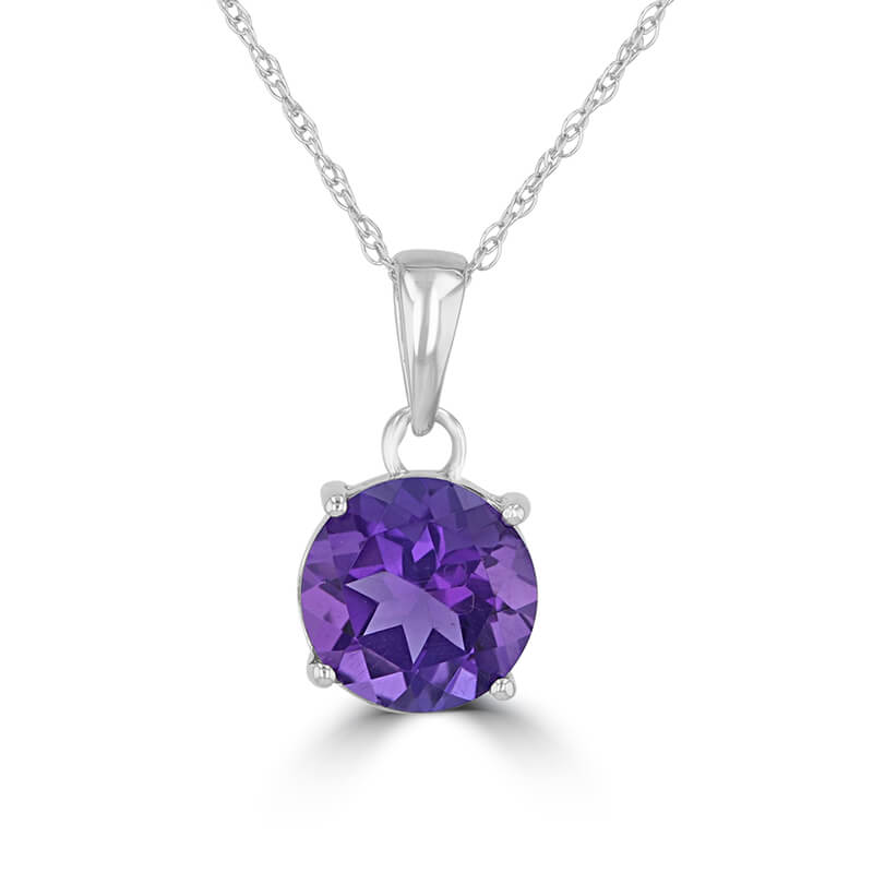 8MM ROUND AMETHYST STUD PENDANT (CHAIN NOT INCLUDED)