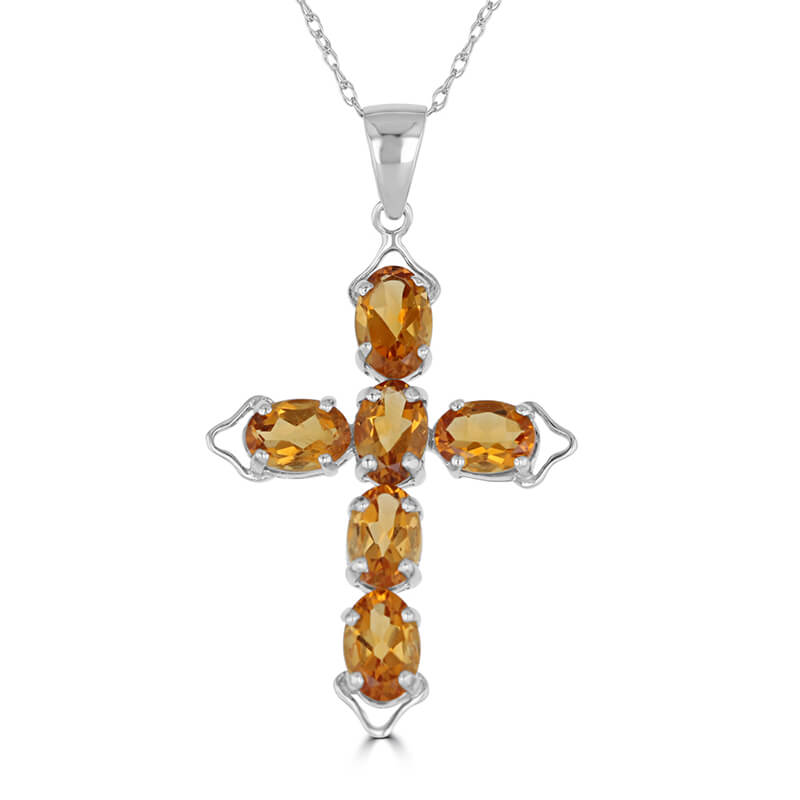 4X6 OVAL CITRINE CROSS PENDANT (CHAIN NOT INCLUDED)