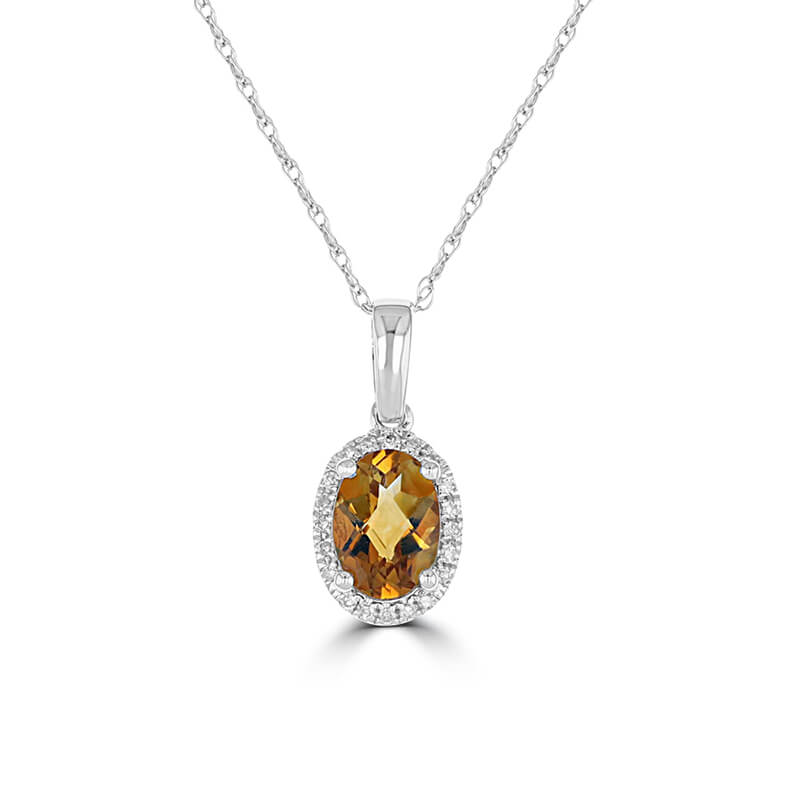 5X7 OVAL CHECKERED CITRINE HALO PENDANT (CHAIN NOT INCLUDED)