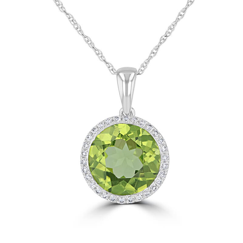 9MM ROUND PERIDOT HALO PENDANT (CHAIN NOT INCLUDED)