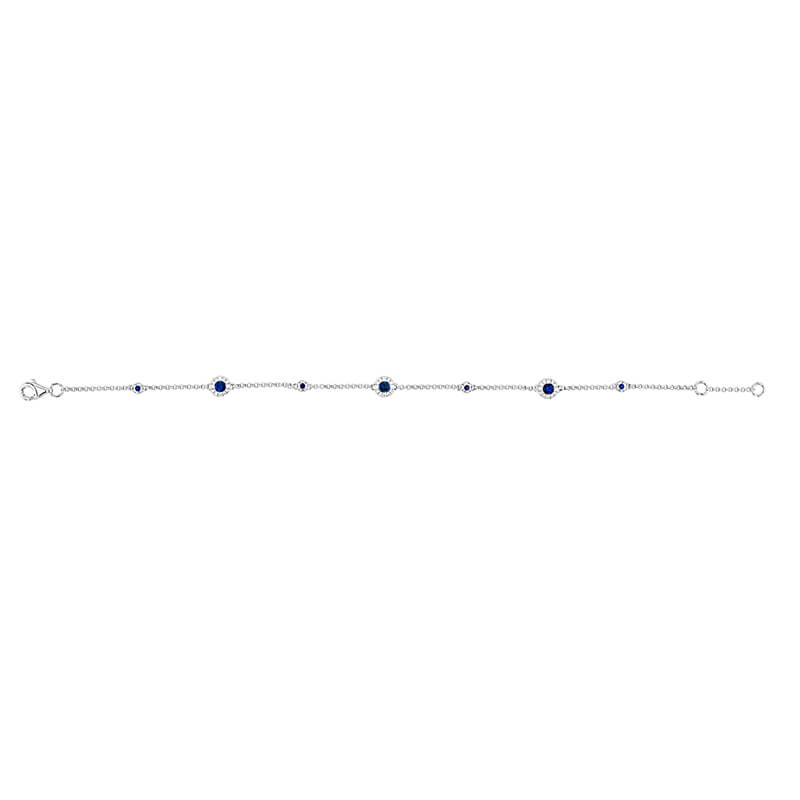 ROUND SAPPHIRE HALO AND ROUND SAPPHIRE BEZEL LINK BRACELET
